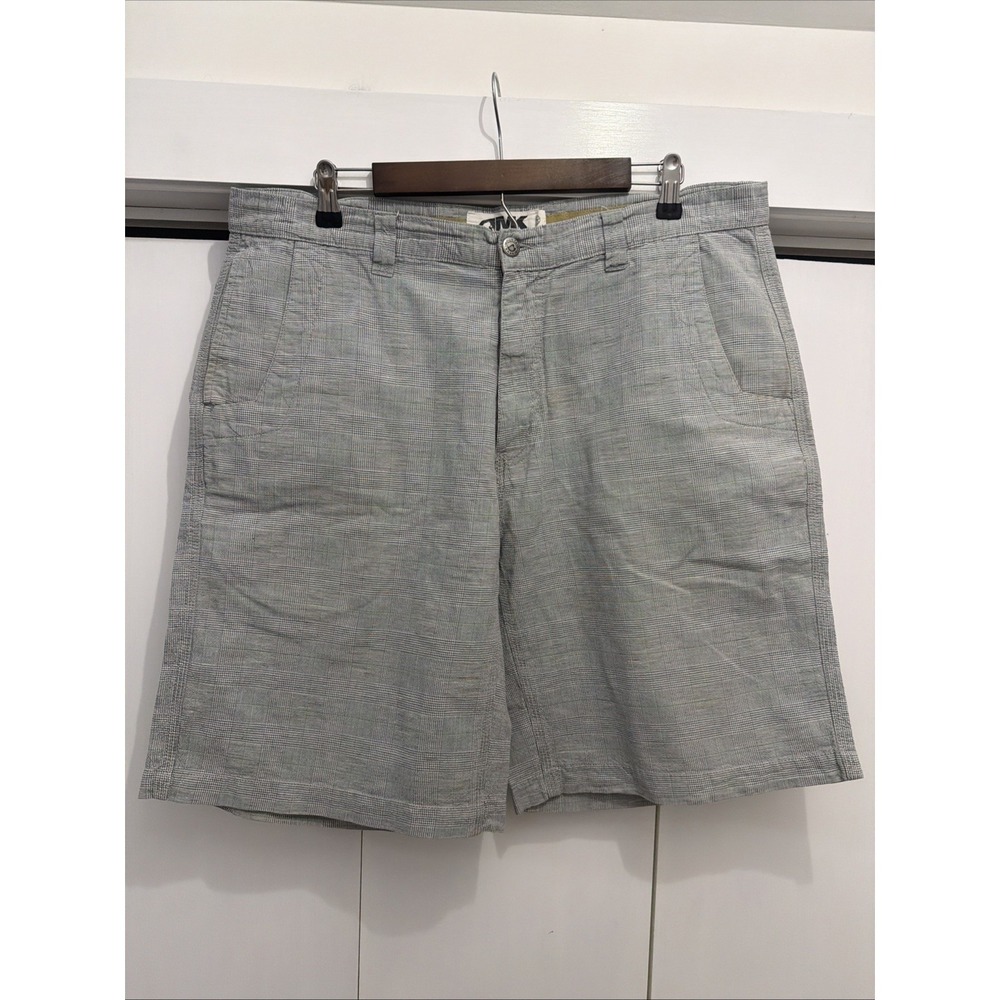Mountain Khakis Shorts Men's 38x10 Gray Plaid‎ Linen Blend Beach Resort Cruise